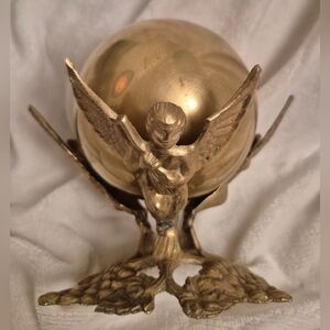 Brass Angel Sphere Holder/ With Brass Ball